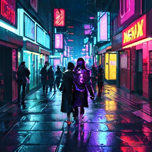 Gritty Cyberpunk Cityscape at Night