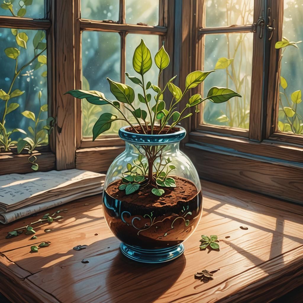 Whimsical Sprout Illustration in Fantasy Style