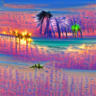 Colorful 8K Beach Sunset with Palm Trees