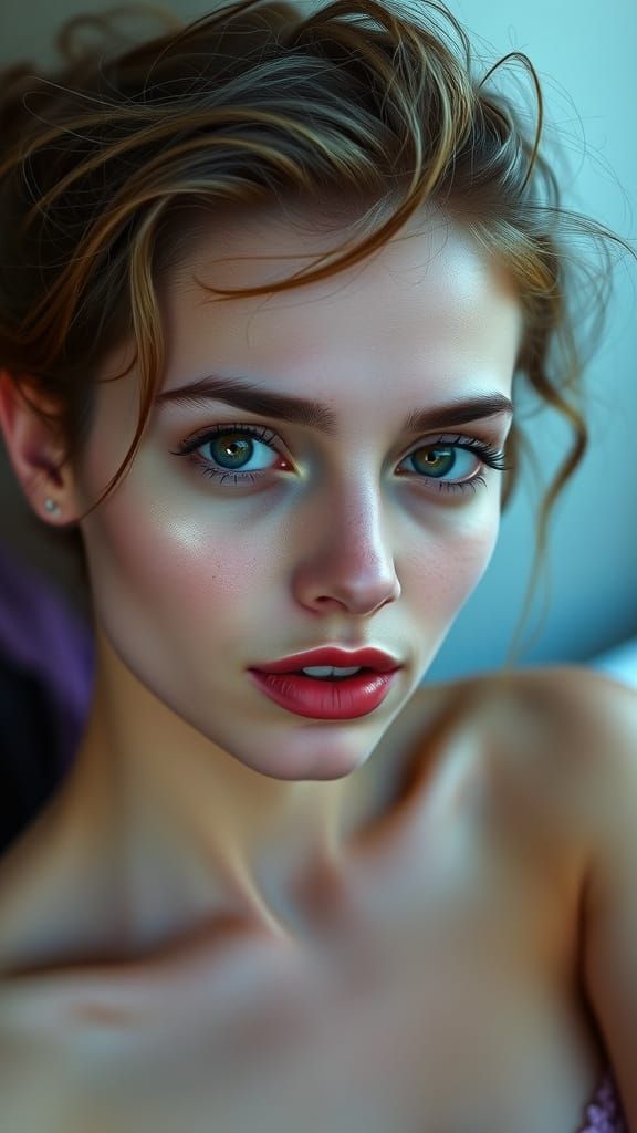 Portrait of a Topless Woman with Innocent Eyes