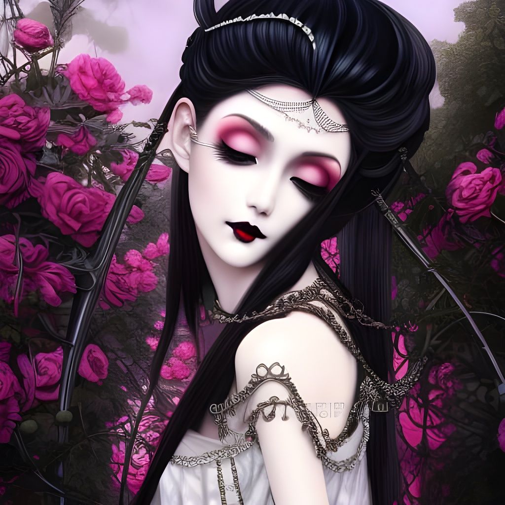 Detailed Gothic Princess Portrait in Digital Art Style