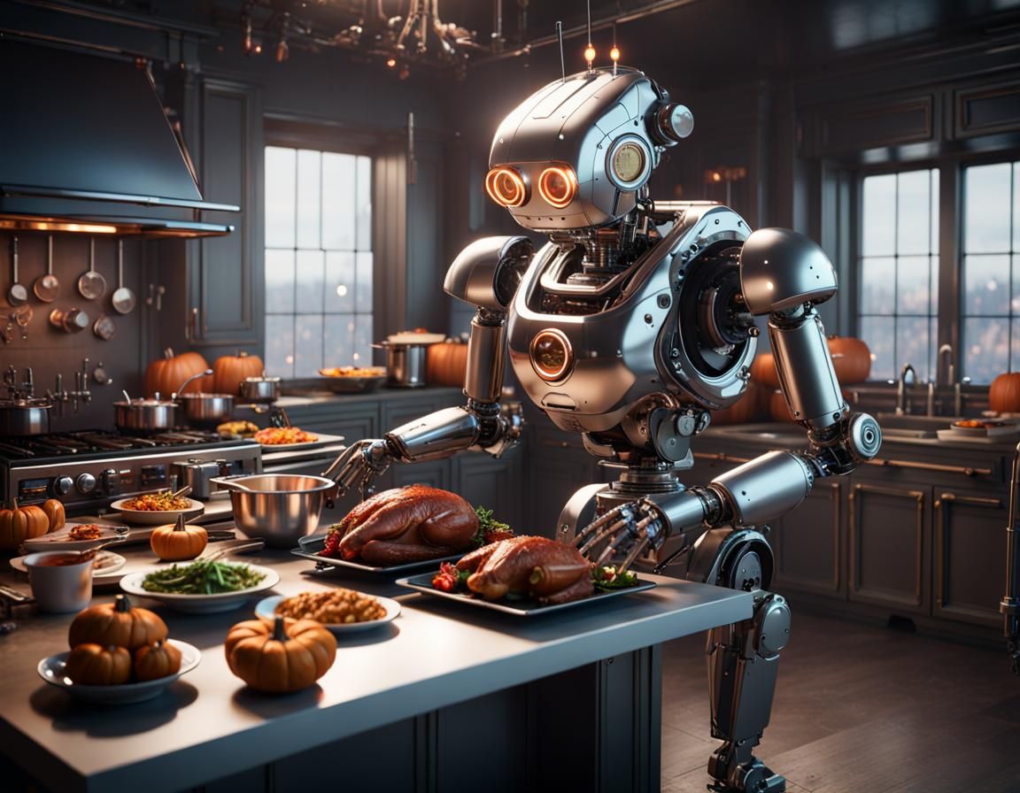 Steampunk Robot Chef Prepares Thanksgiving Feast