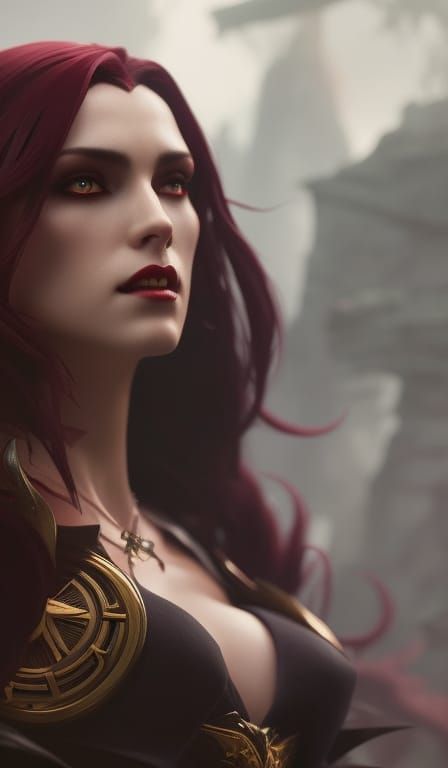 Vampire Portrait in Hyperdetailed Art Nouveau Style