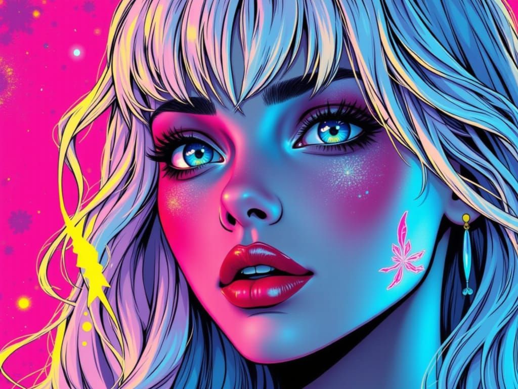 Pop Art Woman With X-Ray Vision and Radiation Sores