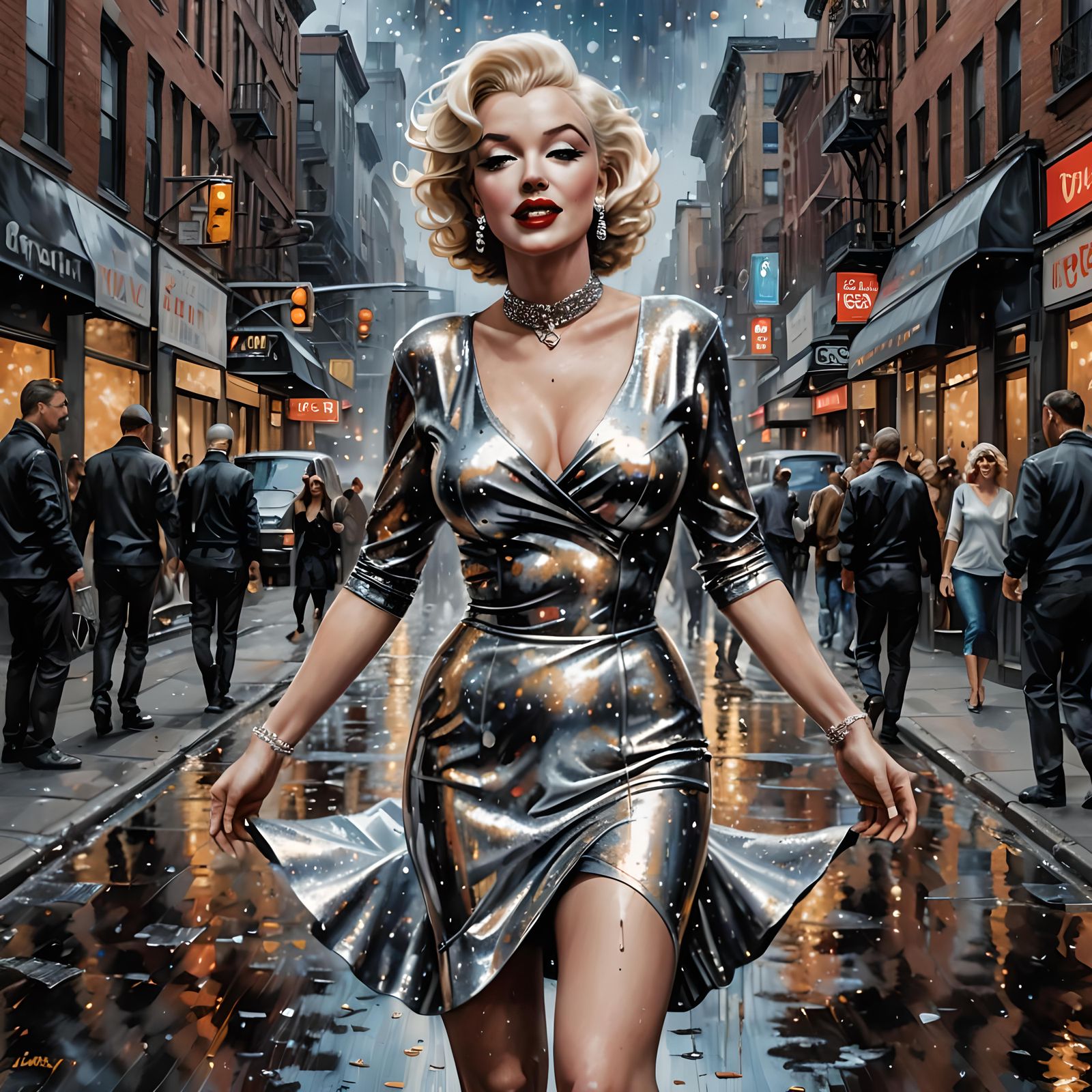 Liquid Metal Dress: Expressionist Portrait of a Dancer