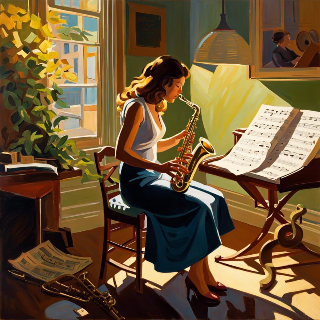 Saxophone Player in Modern Impressionist Style
