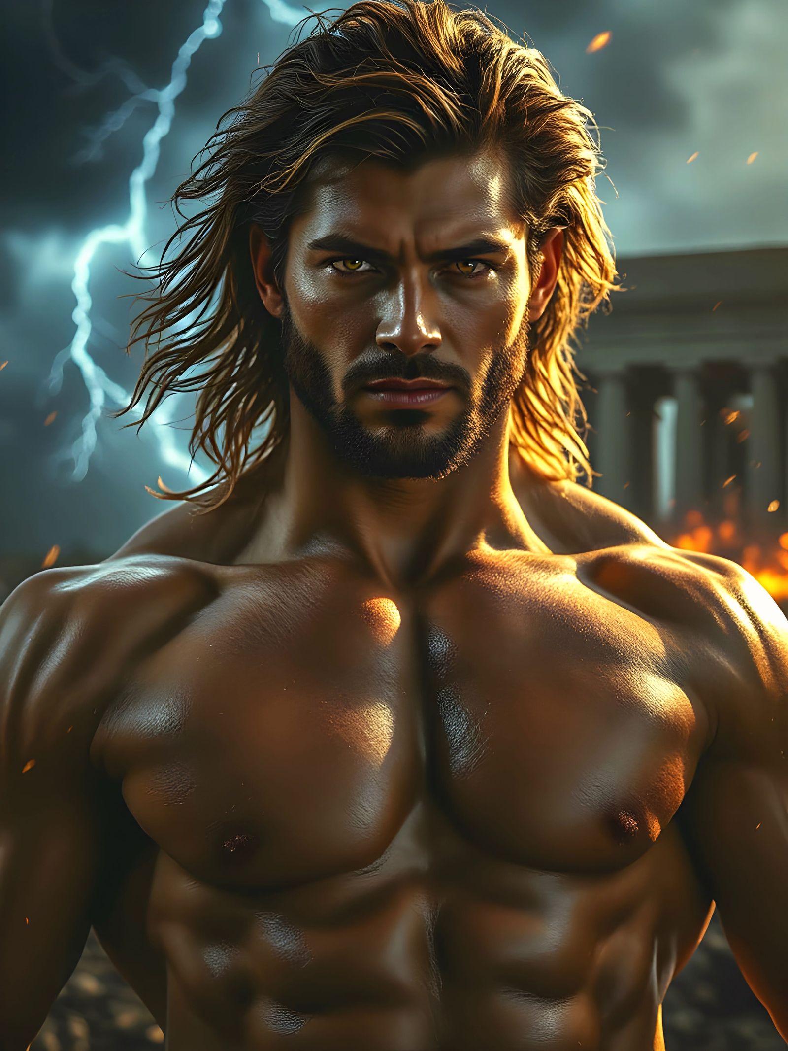God of Strength Revealed in Epic Fantasy Portrait