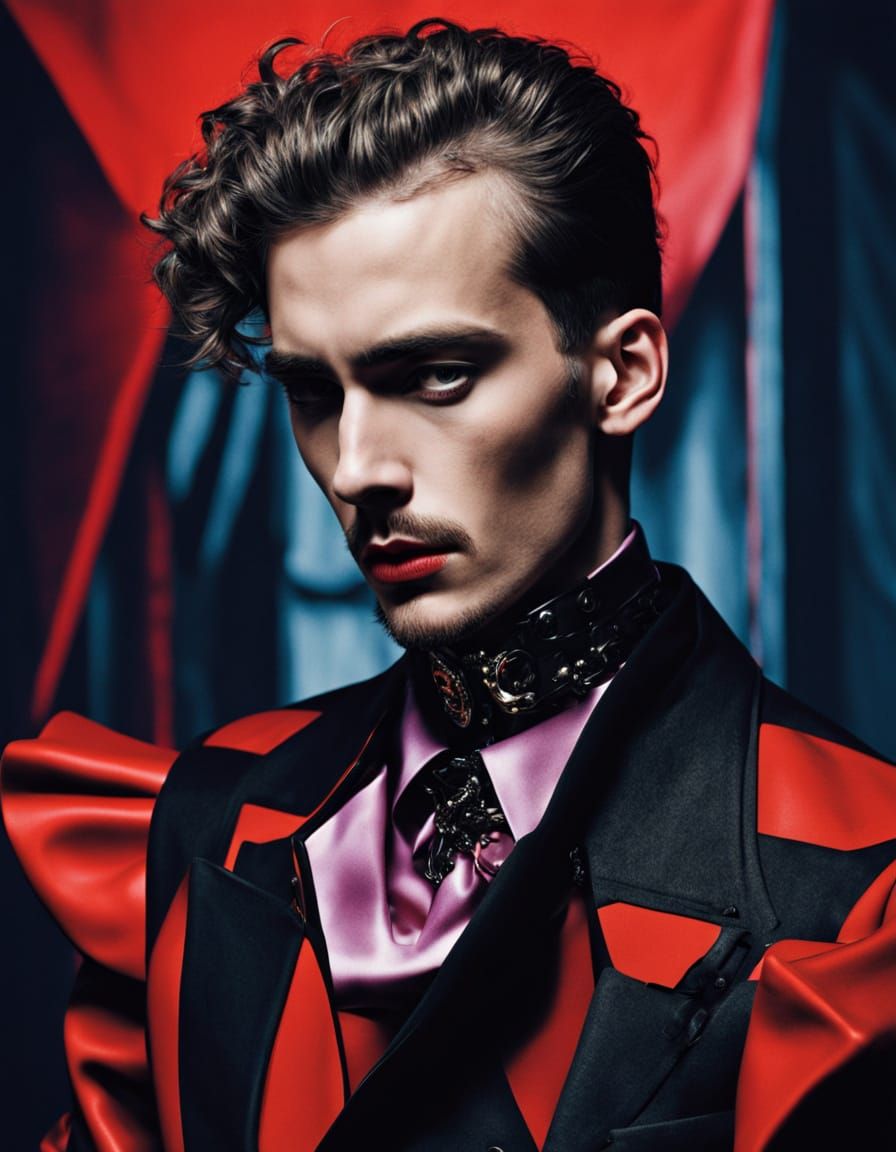 Eccentric High-Fashion Portrait in Moody, Edgy Style