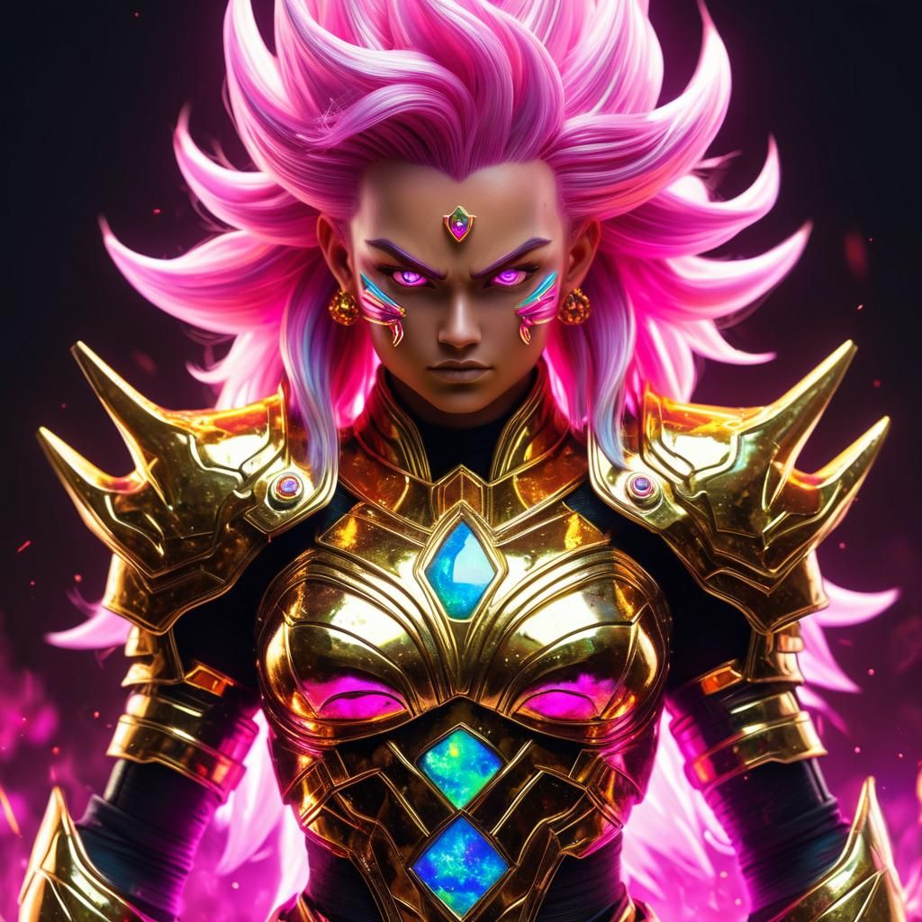 Super Saiyan Woman Warrior with Pink Aura
