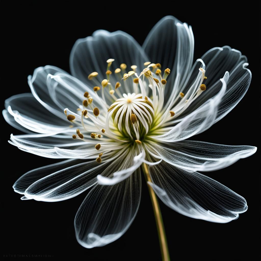 Bioluminescent Transparent Flower Macro in Digital Art