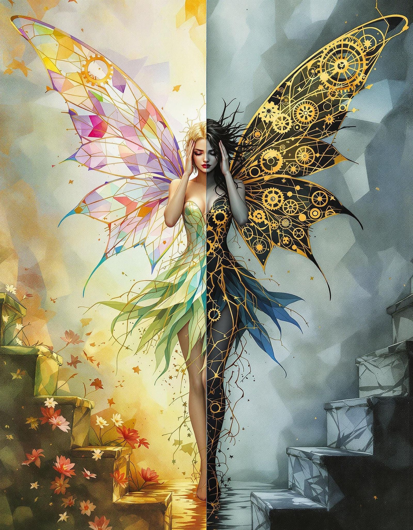 Tormented Fairy in Digital Watercolor and Metallic Ink