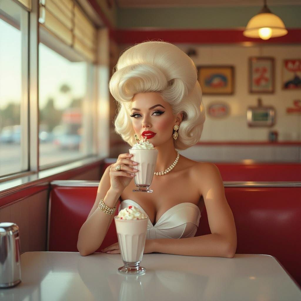 1950s Diner Scene in Americana Illustration Style