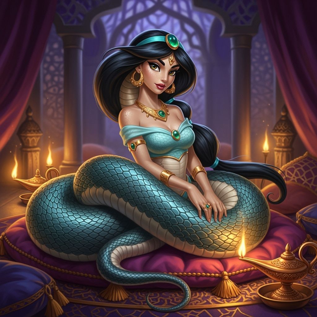Jasmine Lamia in Opulent Harem Fantasy Art