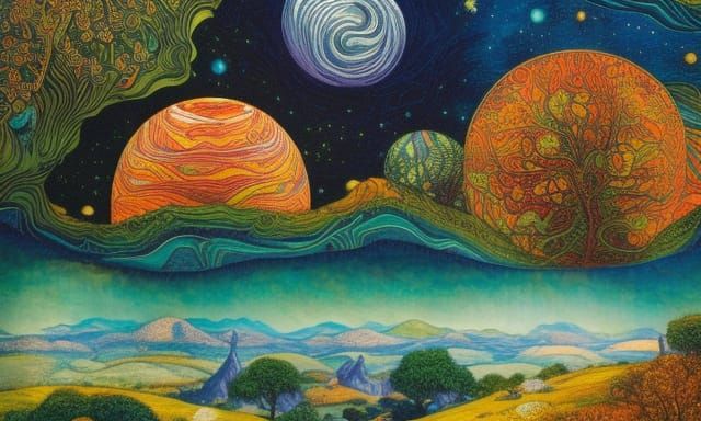 Planetary Fruit: A Dreamlike Landscape