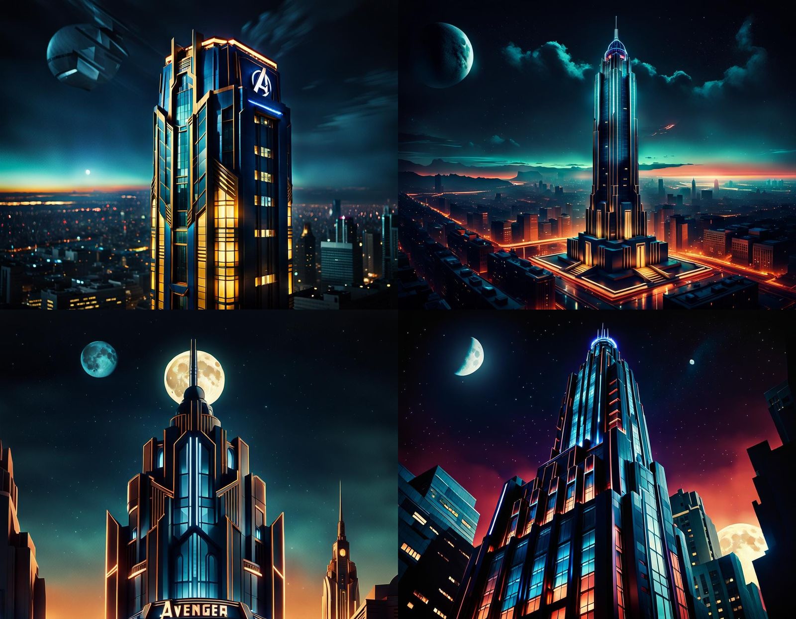 Art Deco style version of the MCU Avenger's Tower shown at n...