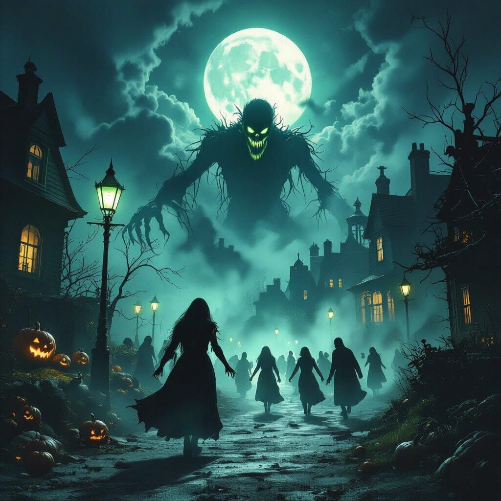 Halloween Night Terror: Spectral Creatures Emerge