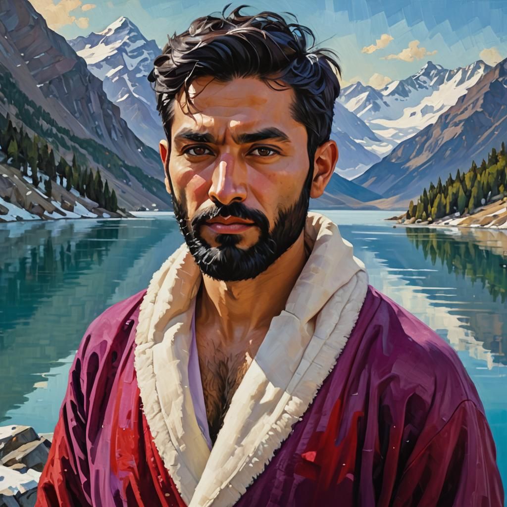 Handsome Pakistani Gentleman in Velvet Robe