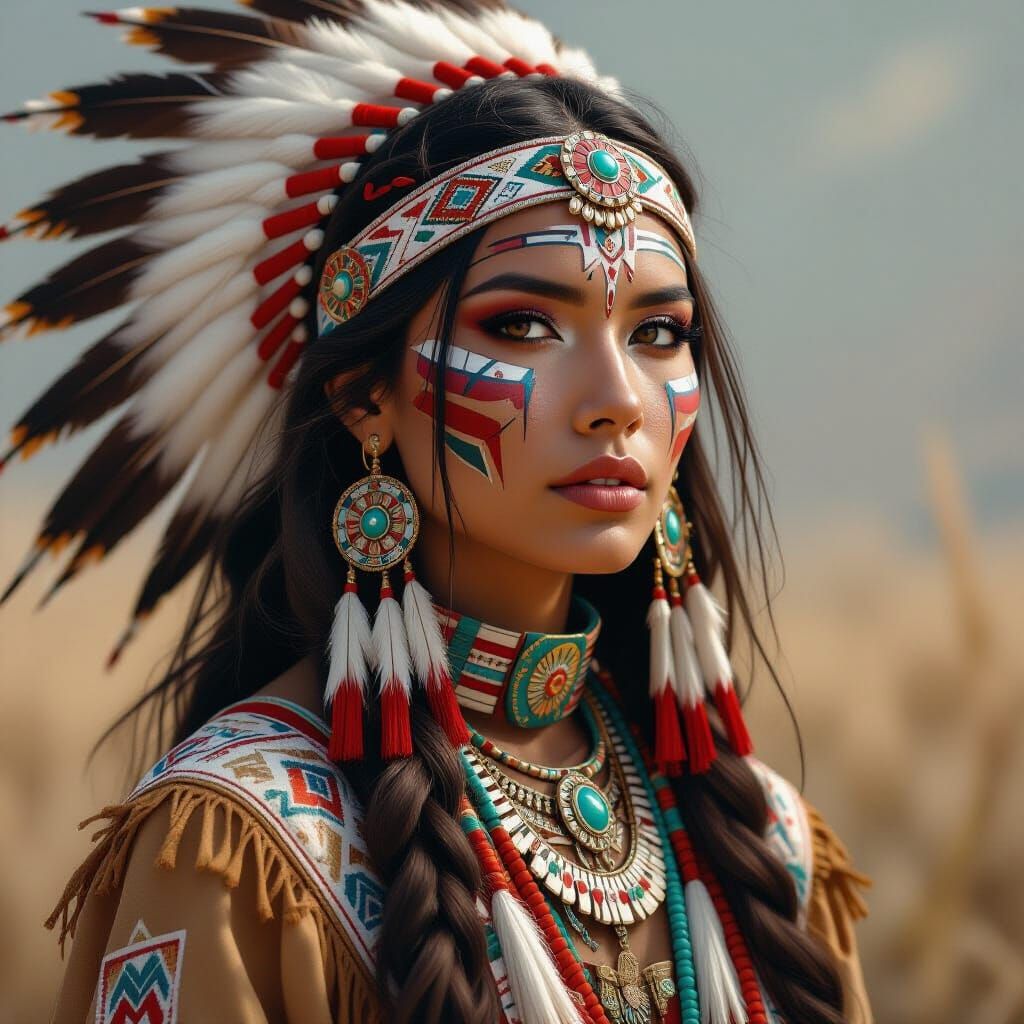 Cherokee Woman in Traditional Regalia