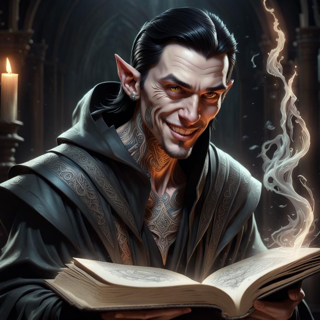 Sinister Wizard Casting Spell in Dark Fantasy Art