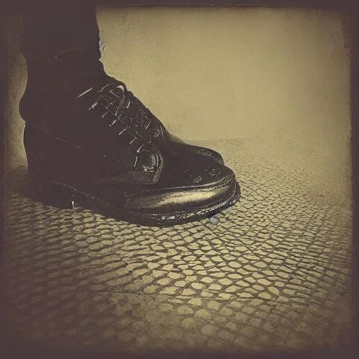 Ominous Attic Shoe: A Dark Whimsy Illustration