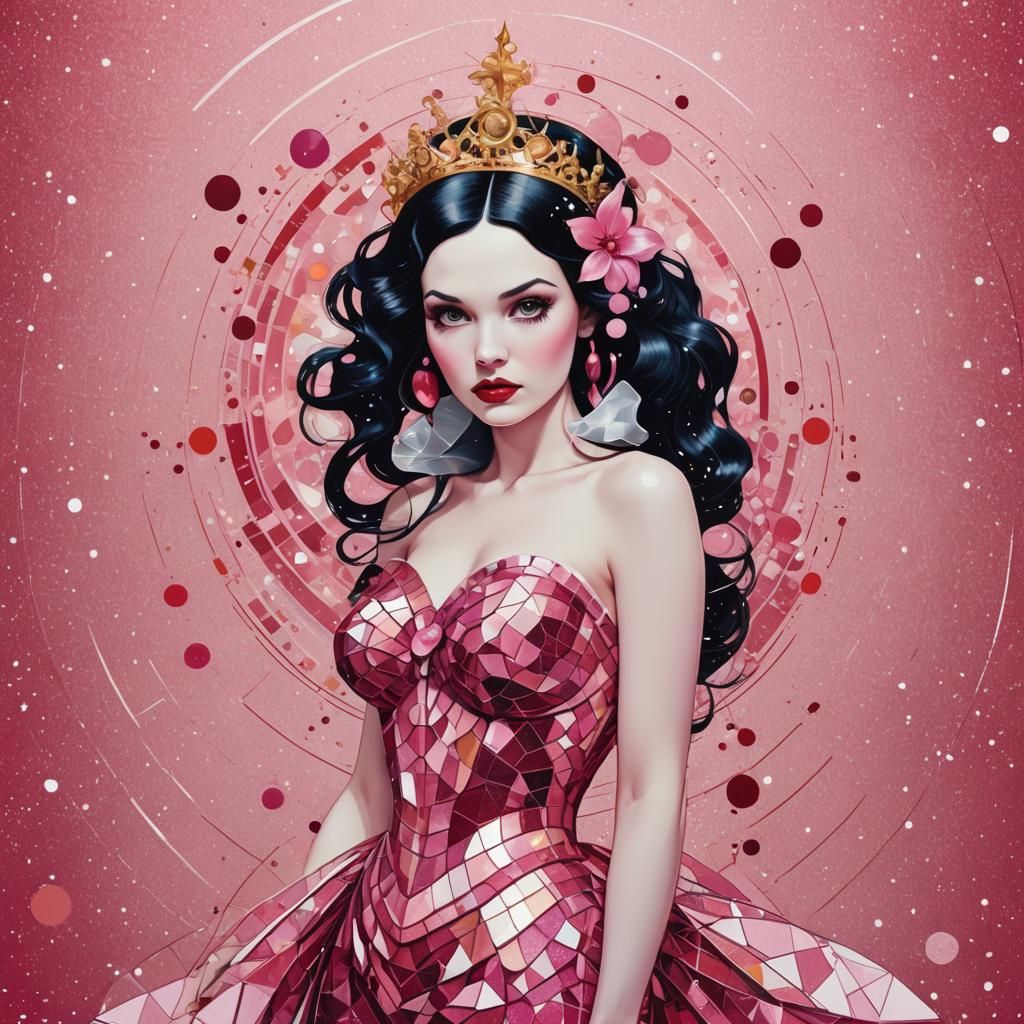 Snow White Space Mermaid with Pink Sparkles
