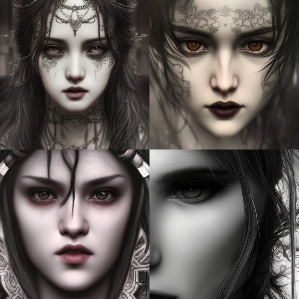 Ornate Korean Goth Portrait in Full Color