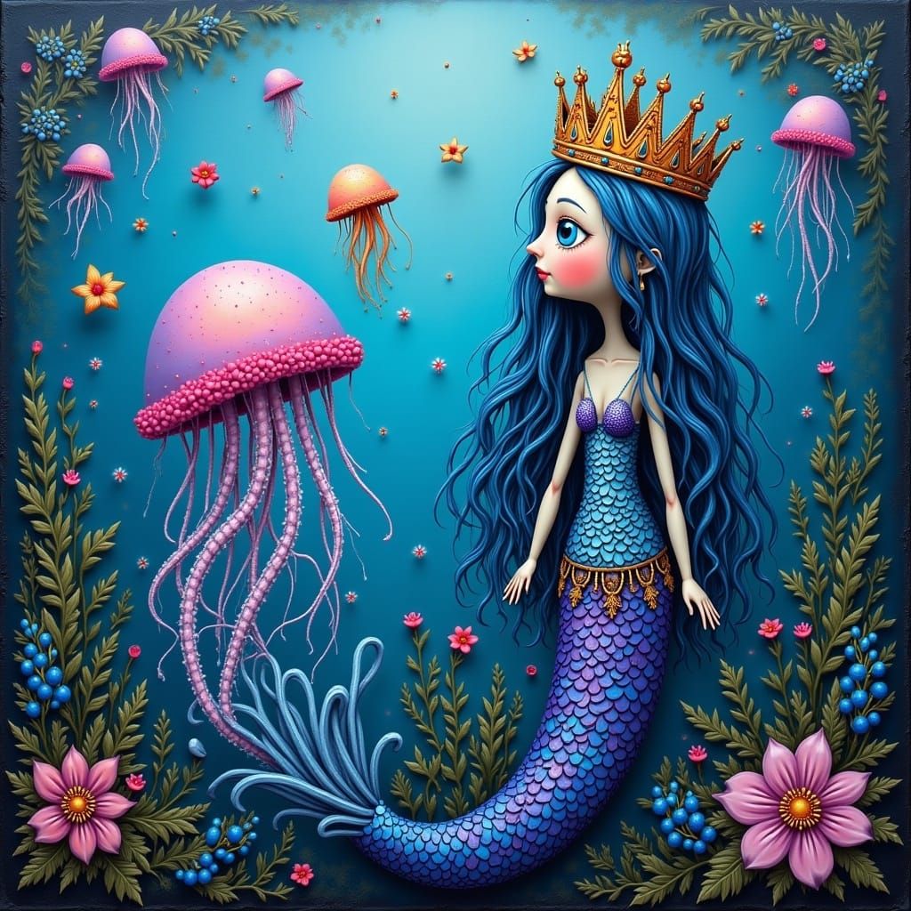 Underwater Mermaid Fairy in Oil on Canvas