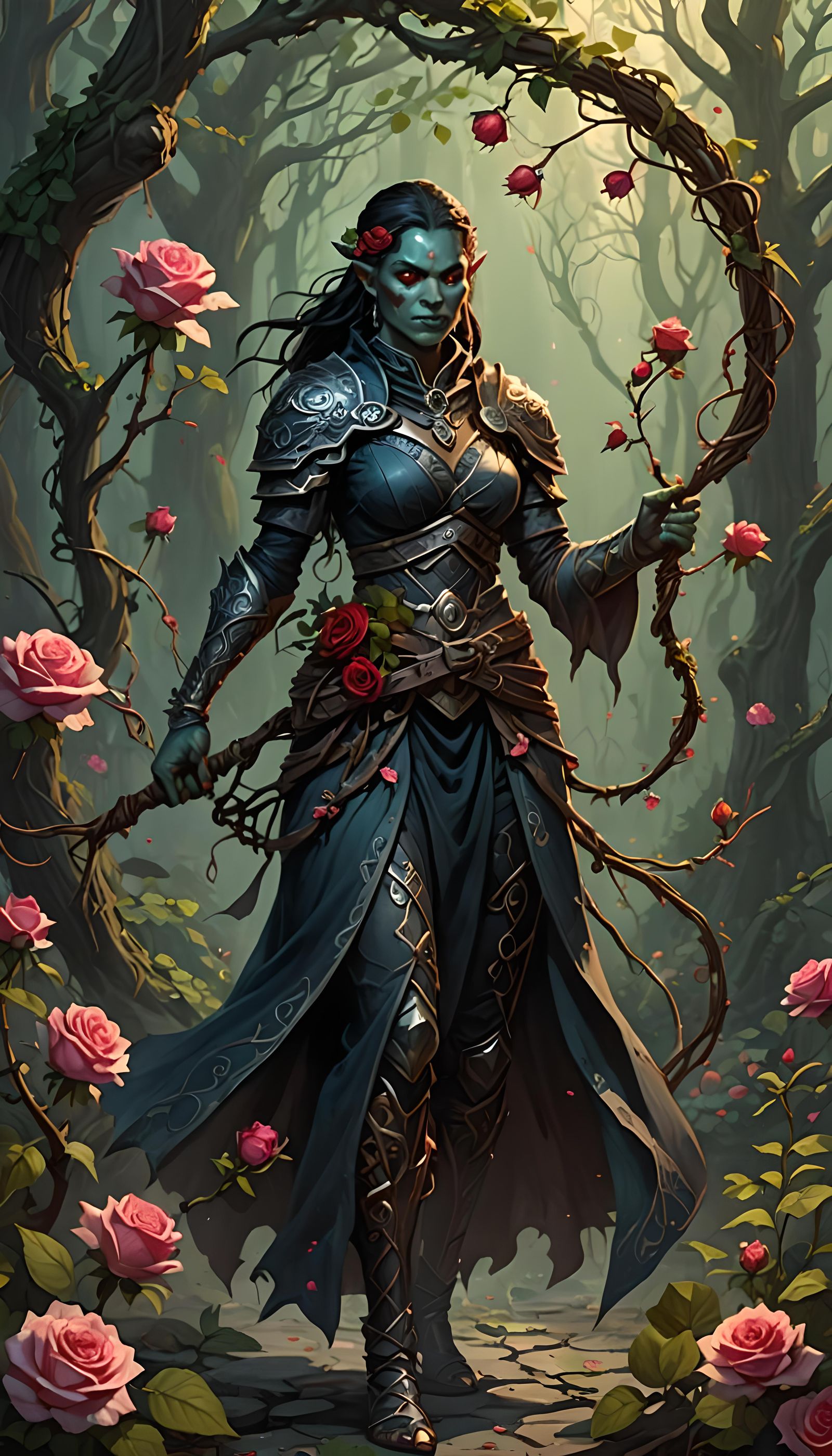 Gentle Orc Sorceress with Rose Vine Whip