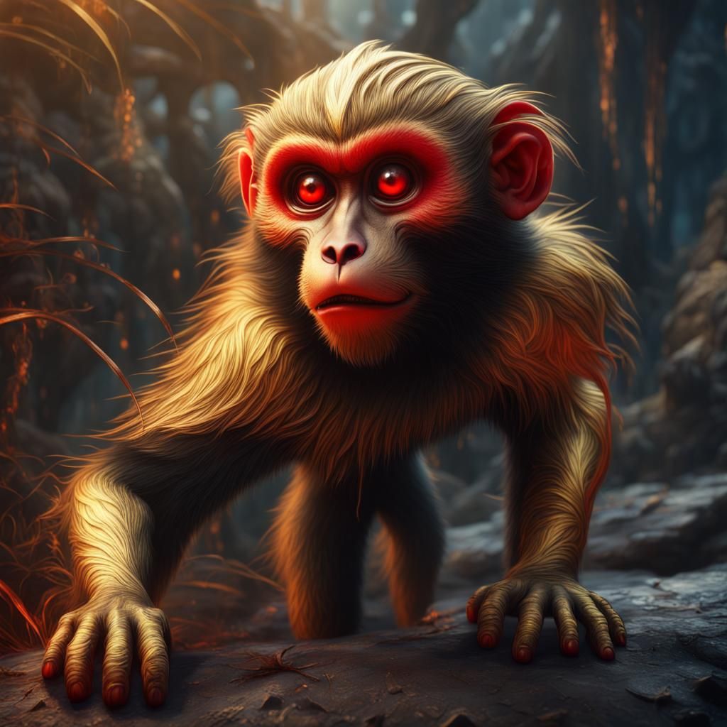 Golden Monkey with Red Eyes: Fantasy Art