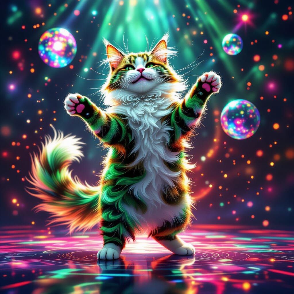 Dancing Cat of Water in Cosmic Disco