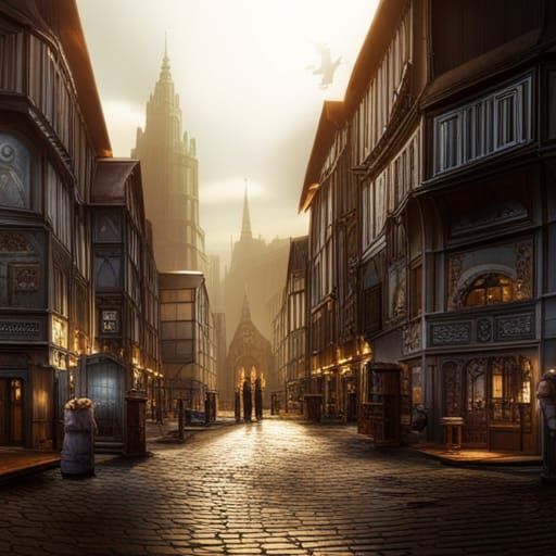 Renaissance City Streets: Dramatic Digital Painting