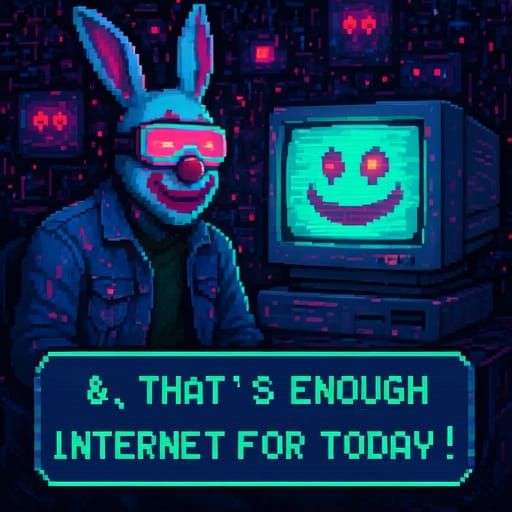 Cyberpunk Rabbit Hacker in Glitchcore Pixel Art