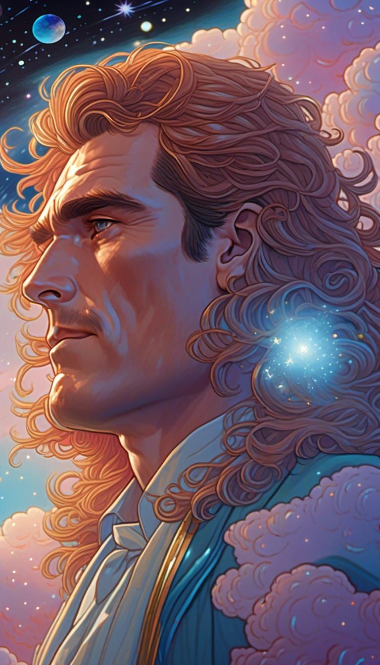 Electric Ginger Hair in Cosmic Galaxy Setting