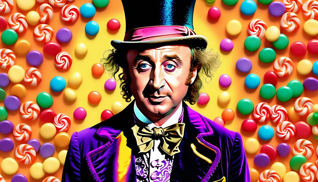 Willy Wonka Portrait in Retro Illustration Style