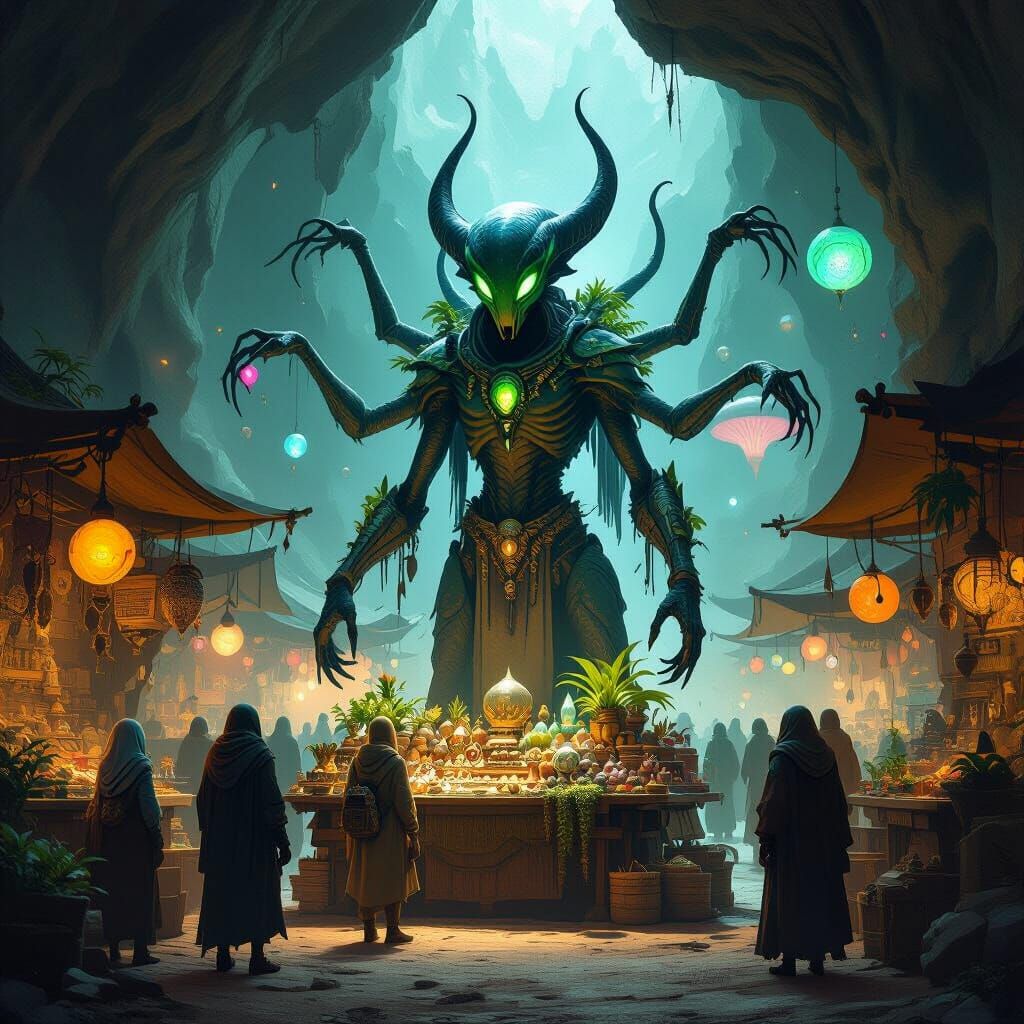 Alien Merchant in Bioluminescent Market