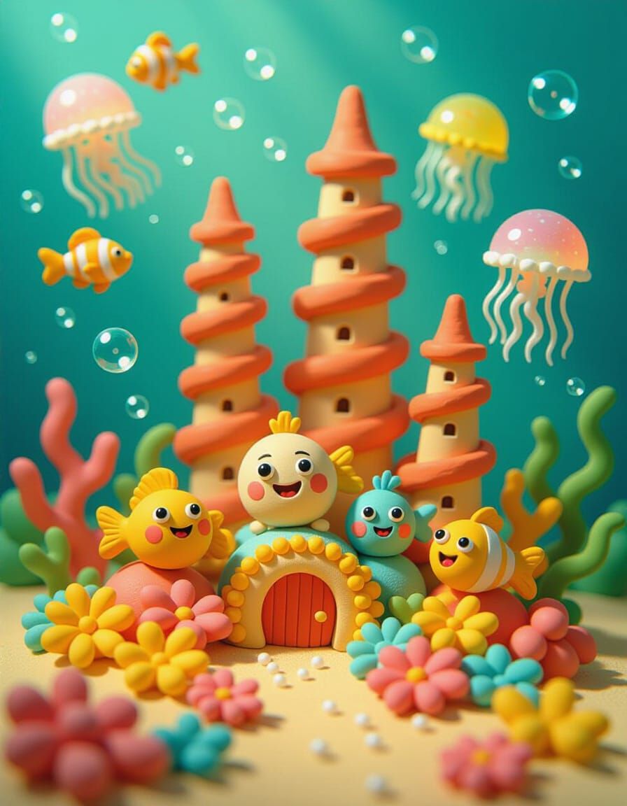 Whimsical Clay Coral Reef Metropolis