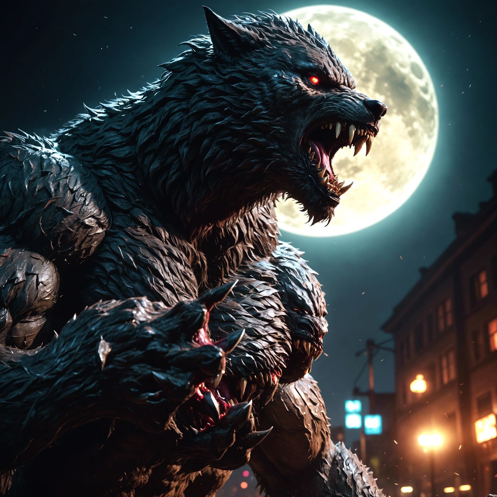 Hyperrealistic Werewolf Concept Art: Ferocious Scream