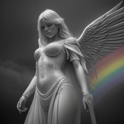 Hyperrealistic Rainbow Angel with Intricate Details