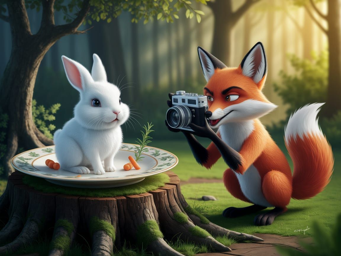 Rabbit's Forest Feast Photographed by Sly Fox