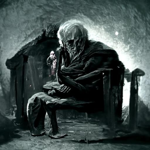 Gloomy Old Man Portrait in Doré Style