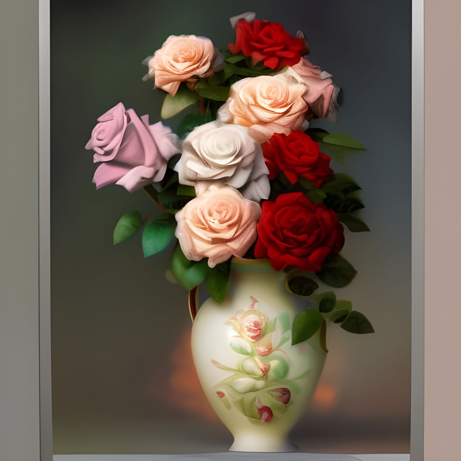 Roses and Guns in Art Deco Style