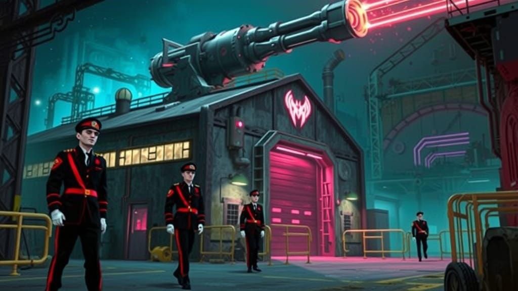 Supervillain Lair: Industrial Warehouse with Giant Laser Can...