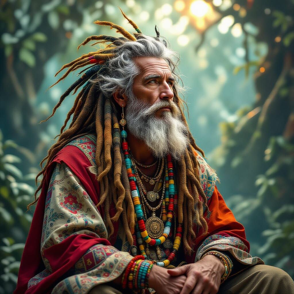 Psychedelic Lion with Dreadlocks in Surrealist Style