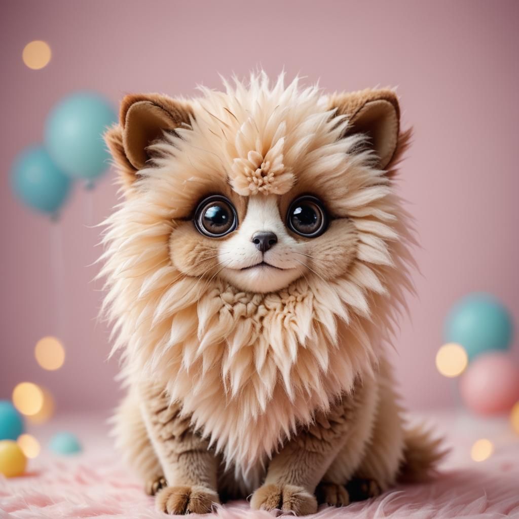 Colorful Kawaii Animal Portrait in Soft Studio Lighting