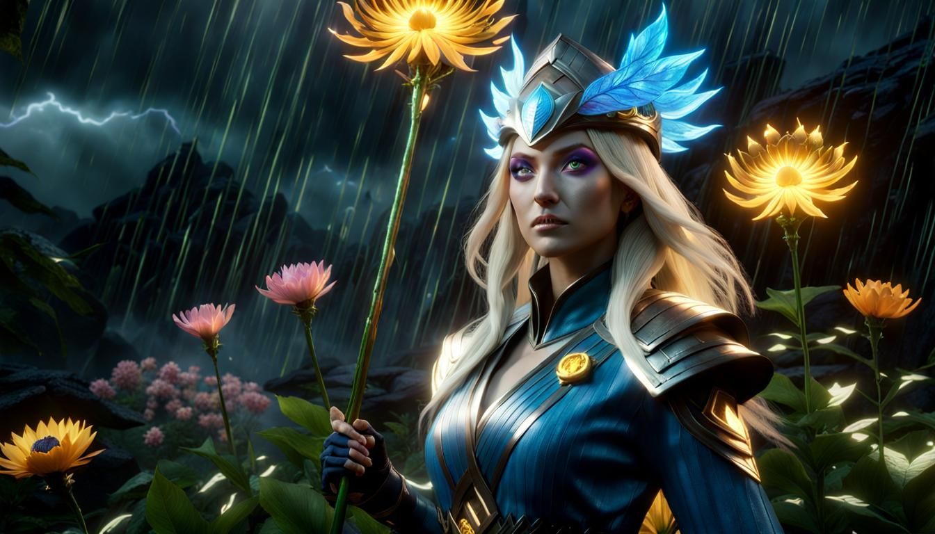 Ethereal Fusion of Characters in Fantasy Landscape