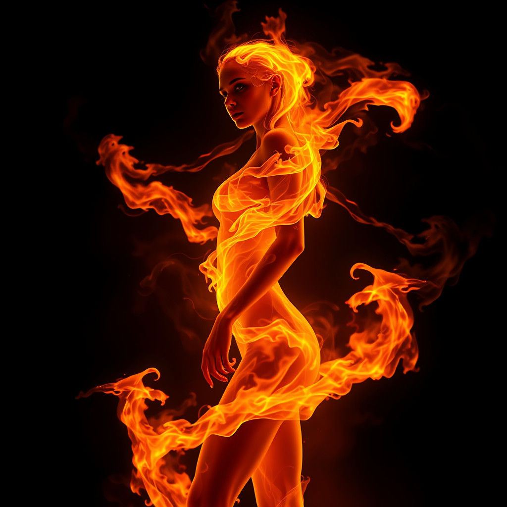 Fiery Woman: A Digital Matte Painting