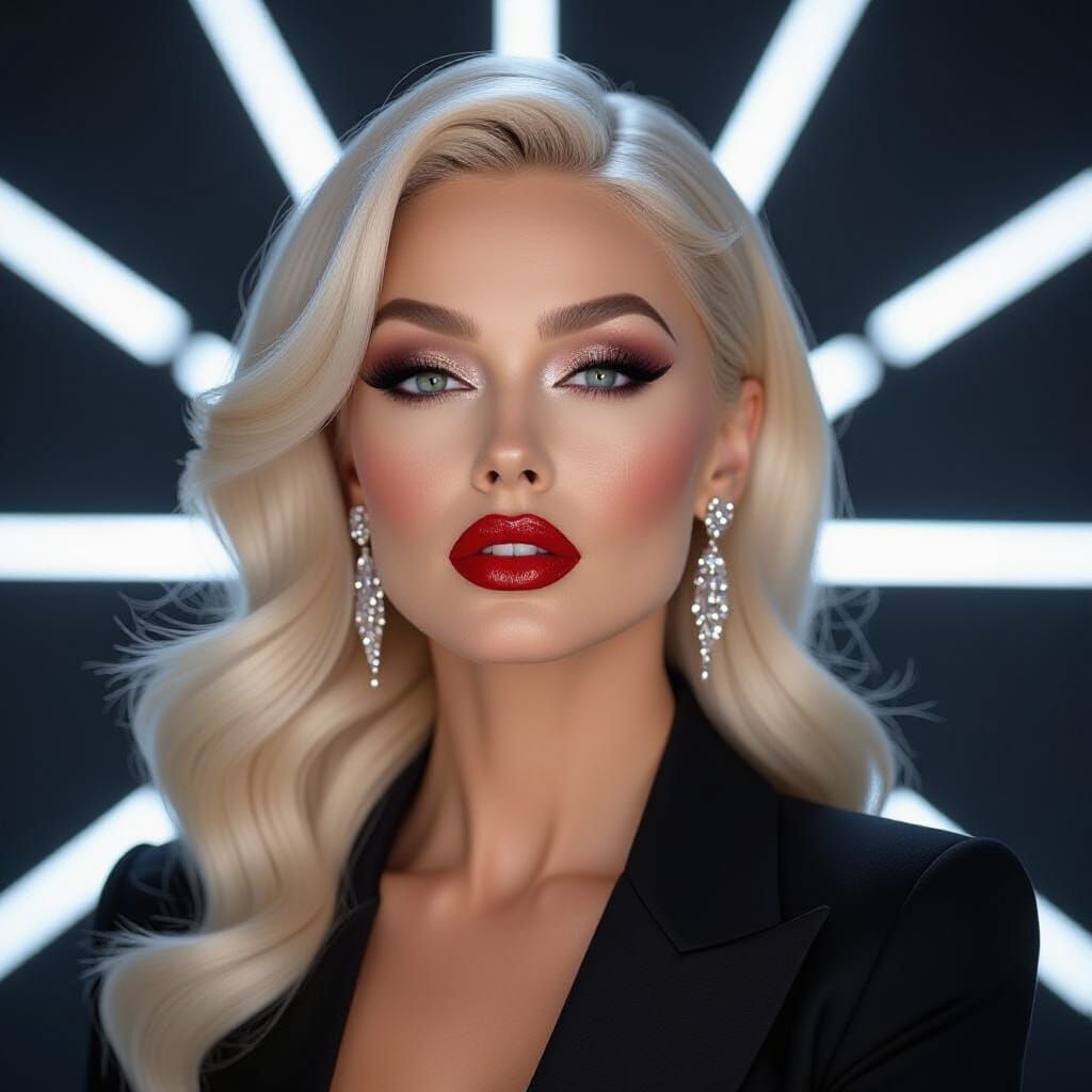 Glamorous Androgynous Woman in Dramatic Stage Makeup