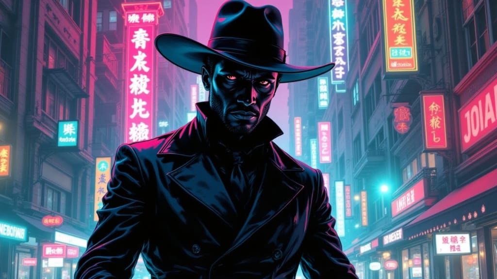 Shadowy Figure Emerges in Cyberpunk Metropolis