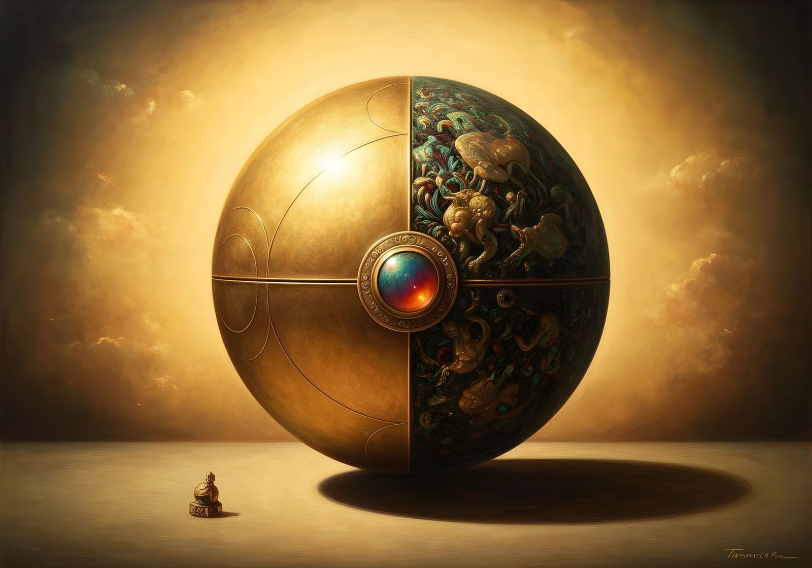 Golden Sphere: Dual States in Renaissance Flemish Style
