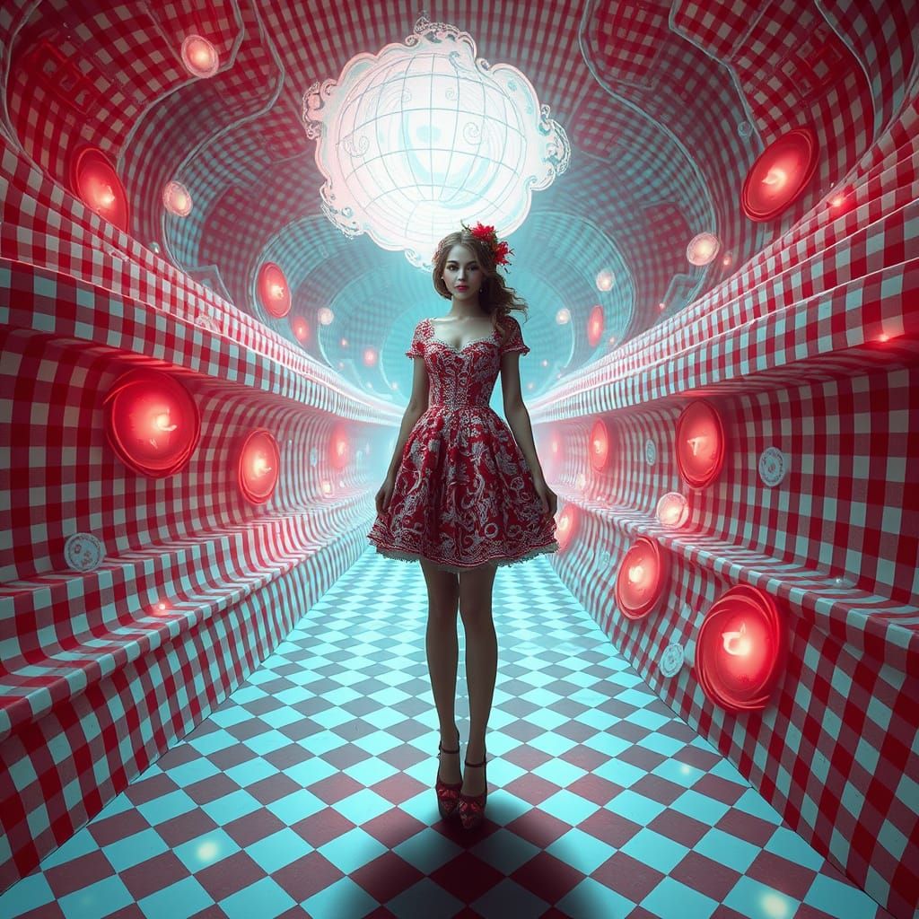 Gingham Goddess in a Mind-Bending Realm